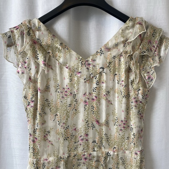 Anthropologie Anna Sui Dress Romantic Myotosis Midi Silk Cottagecore Ruffle Sz 4 - Picture 10 of 13
